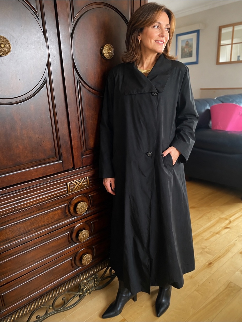 Classic Long Black Trench Coat